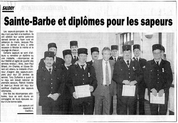 ste barbe et diplomes pompiers